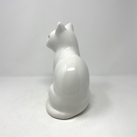 ELPA Alcobaca Ceramic Cat with Glass Green Eyes Sitting Up Made in Portugal - Picture 4 of 9